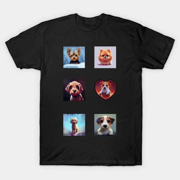 Cute Dogs and Puppies Stickers Pack T-Shirt by Geminiartstudio